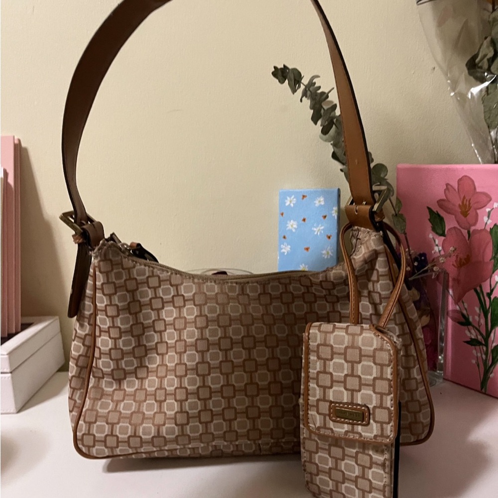Stylish Y2K Tan Patterned Shoulder Bag